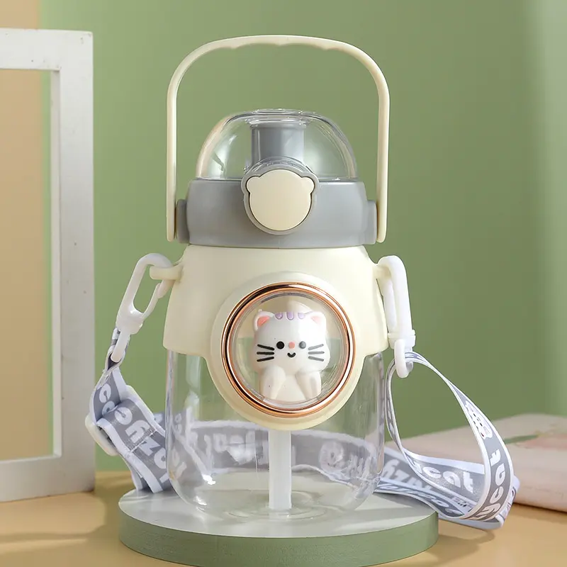 Through space capsule plastic cup food grade pc plastic large capacity girl baby water bottle for school