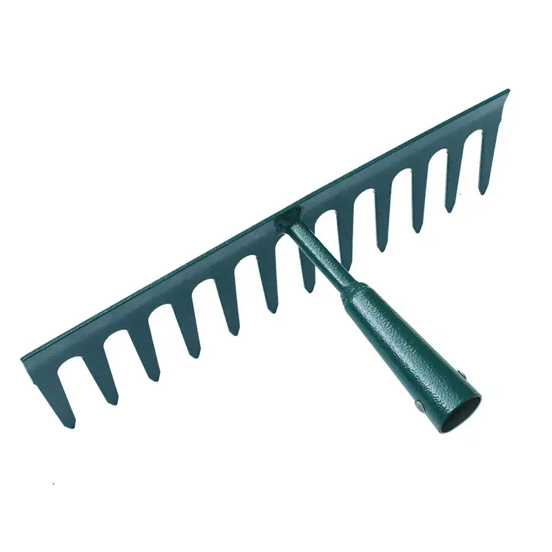 High Tech Garden Rake Types 12 Teeth Durable Carbon Steel Head Garden Tools Metal Rake