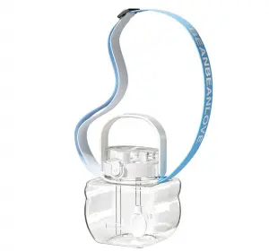 High-value accompanying cup, net celebrity flat three-use student portable strap, straw water cup, cute large-capacity plastic cup