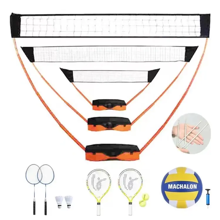 2 in 1 belt net portable badminton set best sell