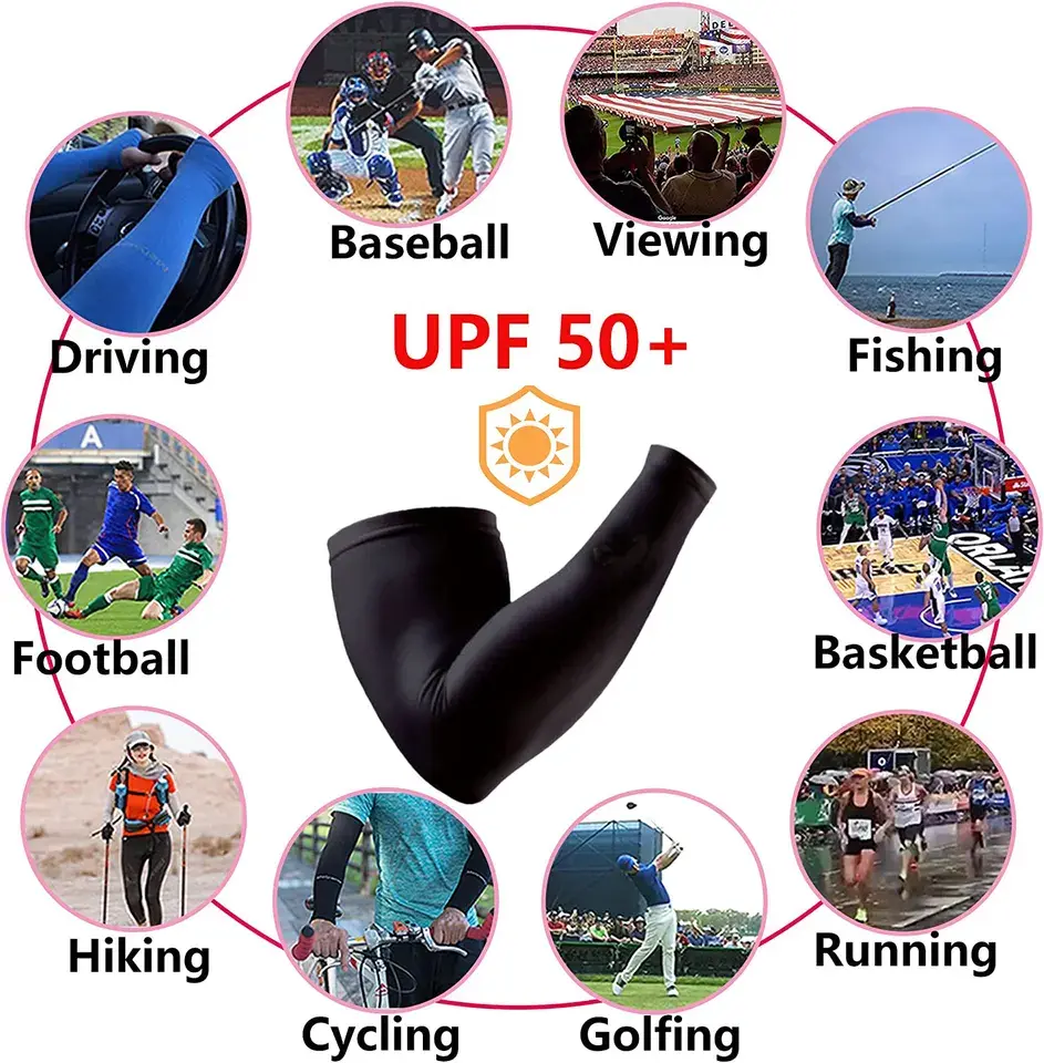 UV Sun Protection Cooling Compression Sports Arm Sleeve Cycling Fishing Cycling Sublimation Blank Arm Sleeves