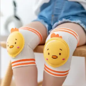 cute cartoon pair cotton anti-slip leg warmers toddler safety kids baby crawling cartoon knee support brace pads sleeves for bab