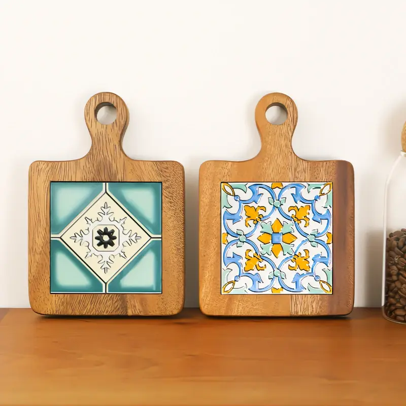 Pot mat Wooden anti-scald plate mat Solid wood dining table insulated mat Table mat Acacia wood