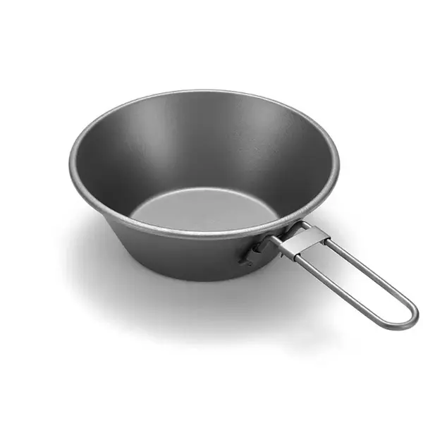 Hot sale titanium bowl with foldable handle outdoor camping supplies hiking backpack picnic stainless steel bowl cutlery Featured Image