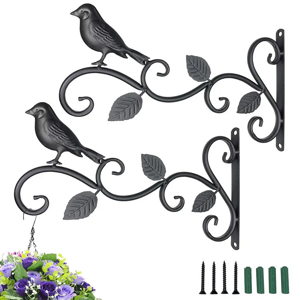 Park iron potted hook simple wall-mounted metal flowerpot hanger outdoor lantern balcony garden flower rack