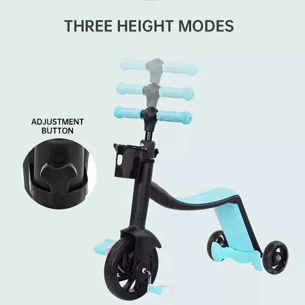 3 In 1 Kids Trike Children 3 Wheel Pedal Scooter Toddler Bike Kick Foot Scooters for 1-6years