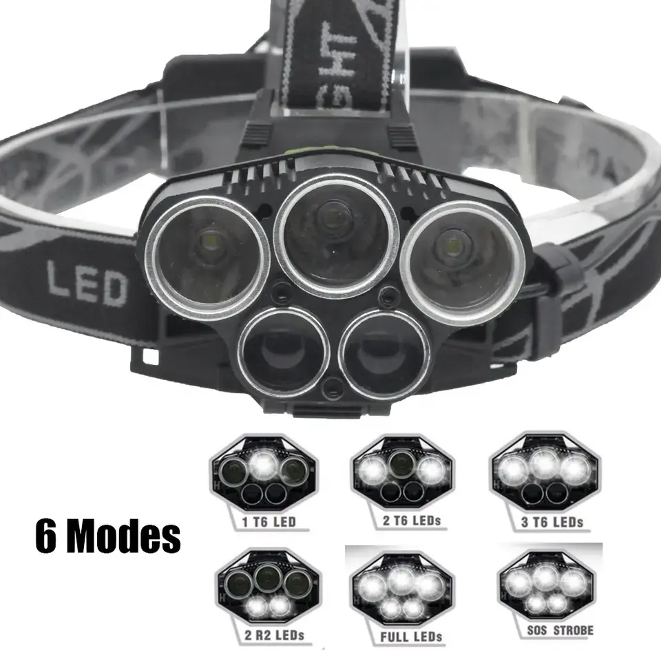 5LED outdoor waterproof USB charging headlight