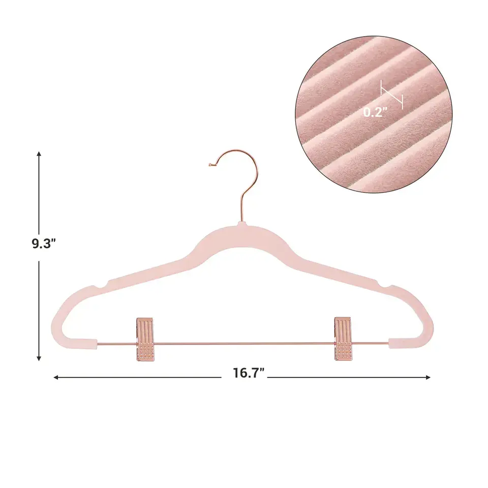 wholesale custom 24 pack non slip rose gold bulk clothes hangers with swivel hook pants velvet hangers