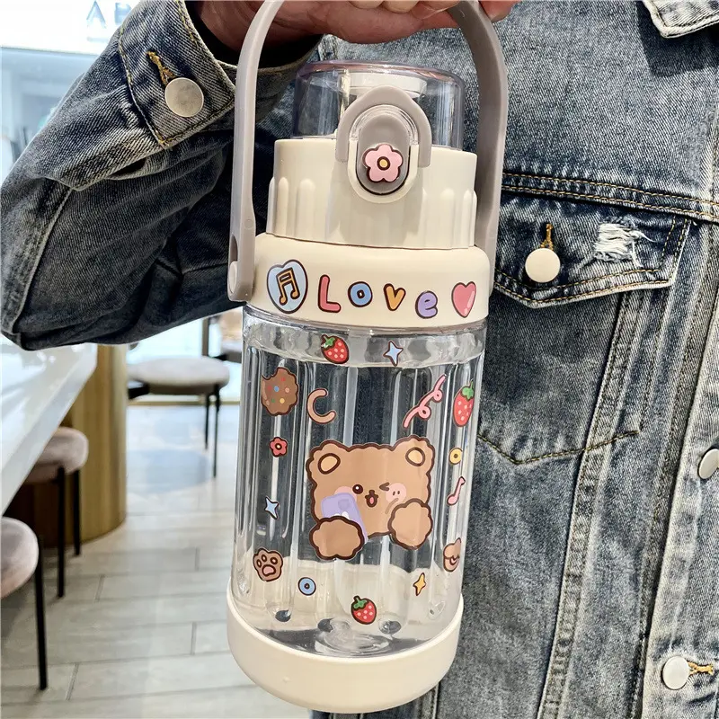 Net celebrity straw water cup large capacity women’s outdoor sports water bottle portable 2000ml water bottle summer season portable cup