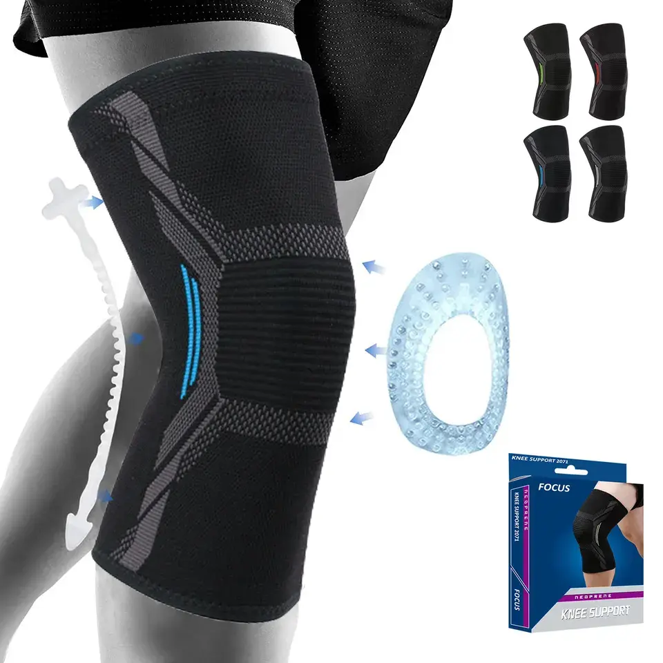 Custom design stretch knitted basketball knee pads riding sports knee support