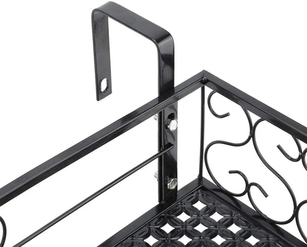 European balcony flower rack hanging iron railing rack anti-theft window fence wall-mounted flower pot rack meat indoor