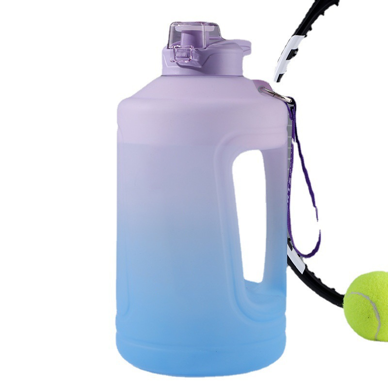 Outdoor large capacity water bottle high appearance gradient sports boys and girls fitness ton barrel plastic portable potbelly cup wholesale Featured Image