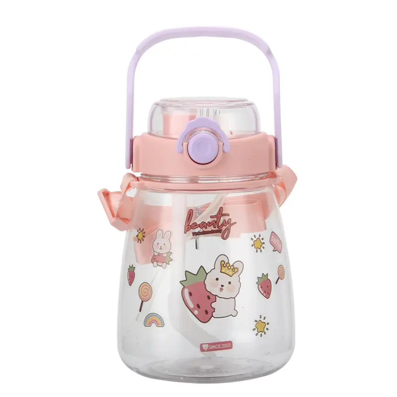 Plastic straw cup high value double drink potbelly water cup girl series large-capacity cartoon kettle Featured Image