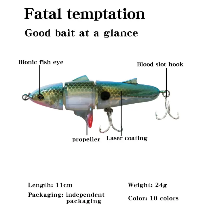 New 3-section propeller surface tractor hard bait 11cm/24g floating pencil plastic Road Runner bionic lure Featured Image