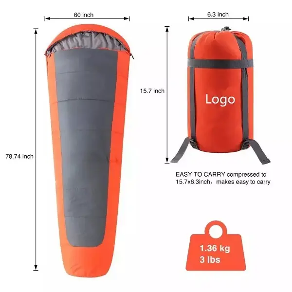 Lightweight Mummy Camping Sleeping Bag for 4 Season Extreme Weather Sleeping Bags with a Compression Bag