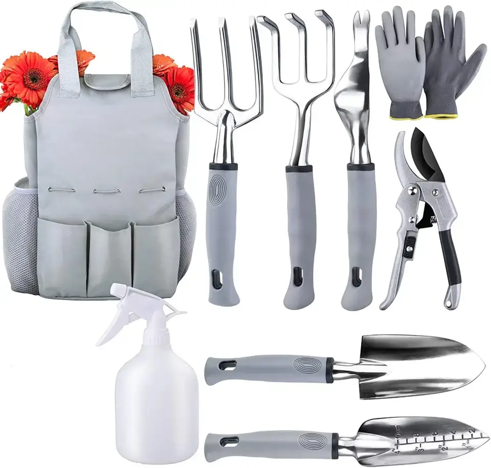 9 Piece Specialty Lady Garden Tool Set Heavy Duty Flower Design Garden Tool Set Gardening Tool With Bag Featured Image