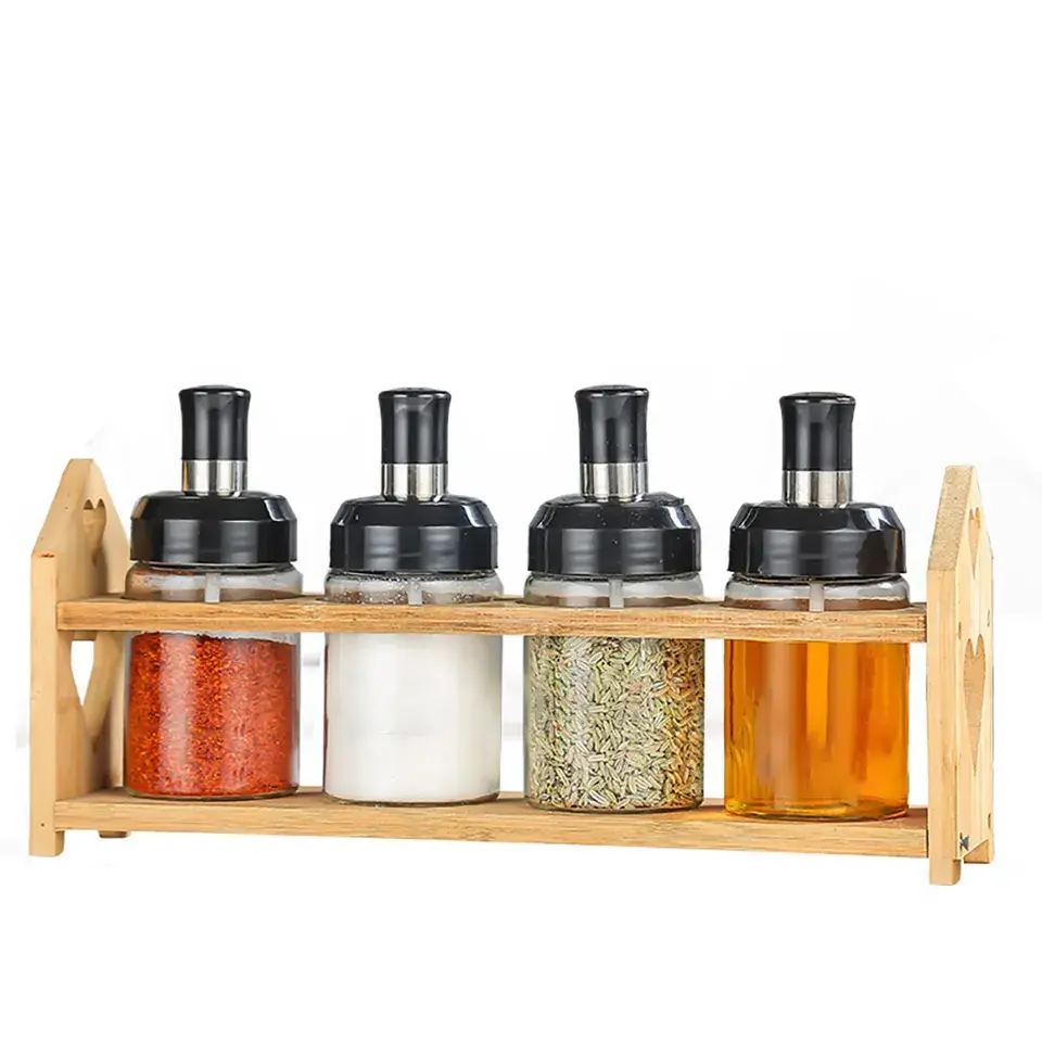 Glass Spice Box Spoon and Lid Integrated Spice Jar Combination Seasoning Jar Kitchen Supplies Home Salt Shaker Oil Bottle Featured Image