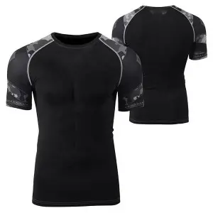 Hot Sale Custom Logo Men’s Short Sleeve Sun UV Protection Compression Water Swim Surfing Shirts Rash Guard