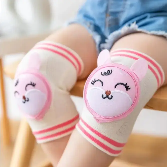cute cartoon pair cotton anti-slip leg warmers toddler safety kids baby crawling cartoon knee support brace pads sleeves for bab