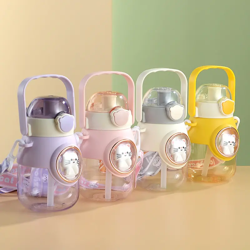 Through space capsule plastic cup food grade pc plastic large capacity girl baby water bottle for school