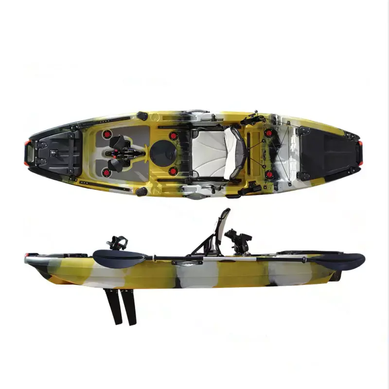 Single sitting on top fishing pedal drive kayak with aluminum kayak seat Featured Image