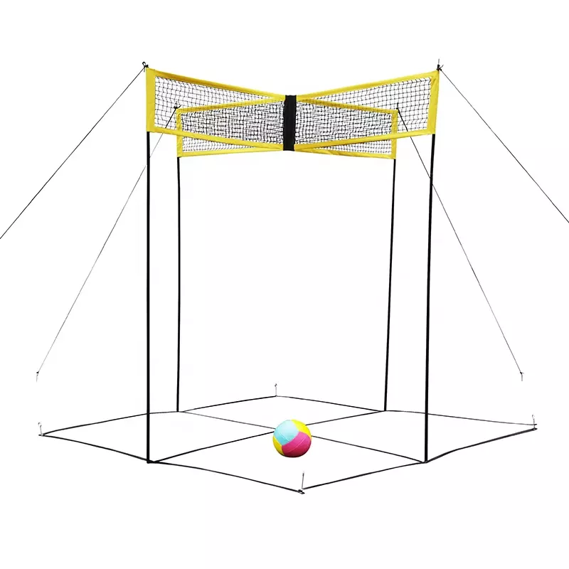 4 people cross beach volleyball net on all sides, meet multi-sport training volleyball net in all directions Featured Image