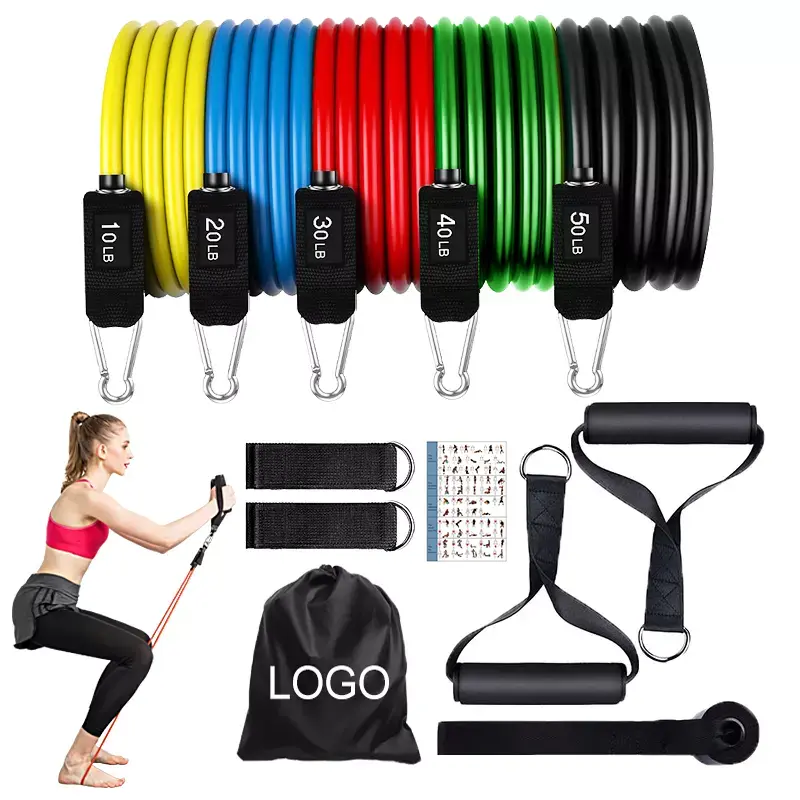 Workout fitness 11-piece resistance band tube set Featured Image