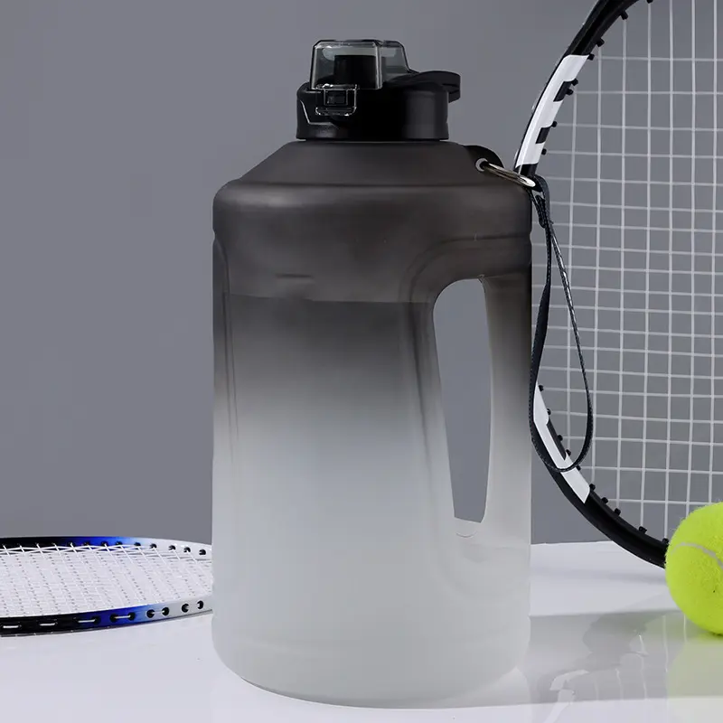 Outdoor large capacity water bottle high appearance gradient sports boys and girls fitness ton barrel plastic portable potbelly cup wholesale