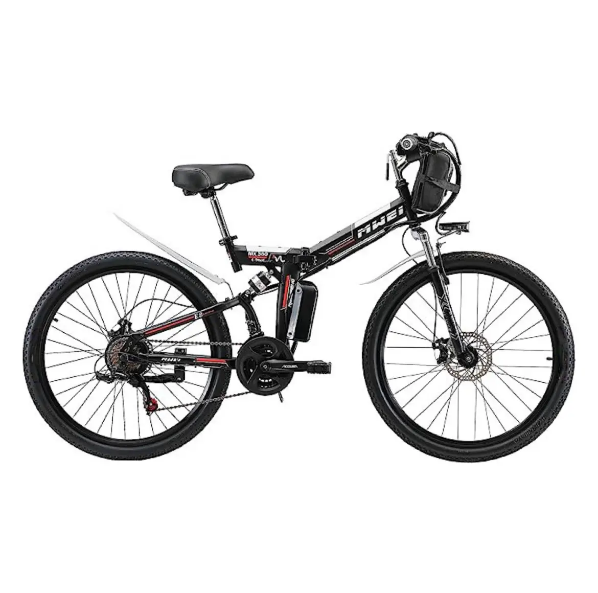 26″ Adult Electric Bike 350W Motor 36V 10Ah Removable Battery Folding City Road Electric Bike 20MPH Commuter Electric Mountain Bike Full Suspension
