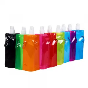 Foldable 480ml plastic drinking water folding water bottle