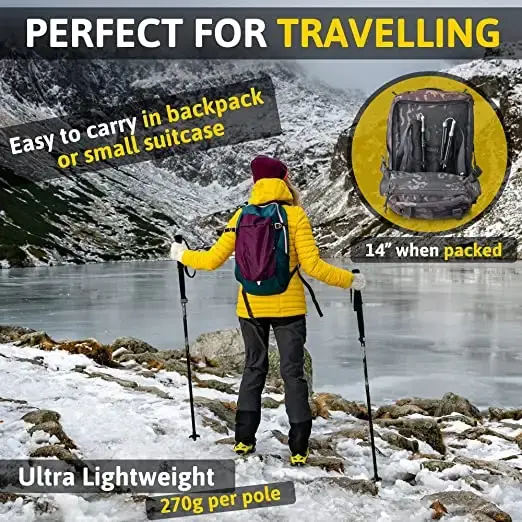 Walking Trekking Poles 7075Aluminum Lightweight Ultra Portable Hiking Sticks for Trekking