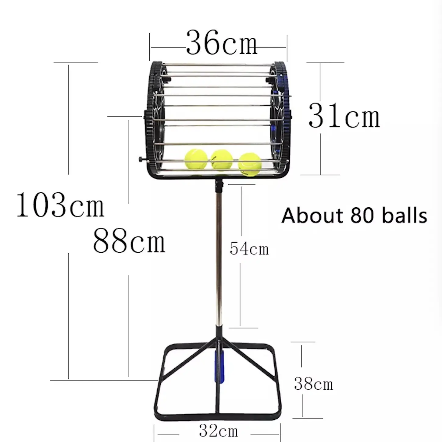 Tennis Club Practical Storage Tennis Ball Portable Hopper Picker with Wheels