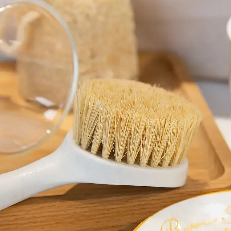 Oem Multi-Functional Birch Wood Handle Built-in Scraper Head Pan Sisal Pot Brush Kitchen Cleaning Brush For Sink Stove