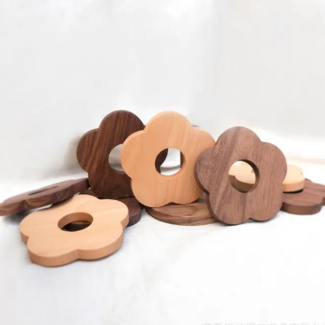 Nordic wood insulated mat, Japanese dish mat, plum round pot mat, coaster, black walnut, beech