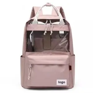 custom clear pvc backpack for women girls waterproof pink color transparent backpack bags with portable handle