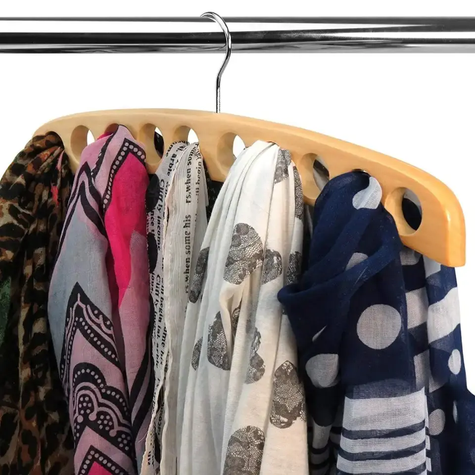 Multi Function Tie Scarf Hanger Space Saving Clothes Towel Storage with 10 holes