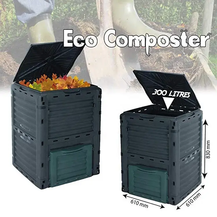 300L Outdoor Large Capacity Fertilizer Composter Plastic Garden Compost Bin