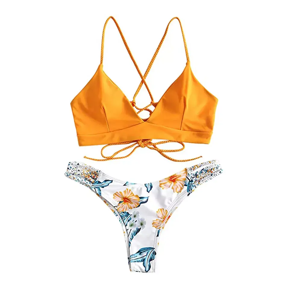 Women’s off-the-shoulder bandage bikini swimsuit high-rise cutout Featured Image