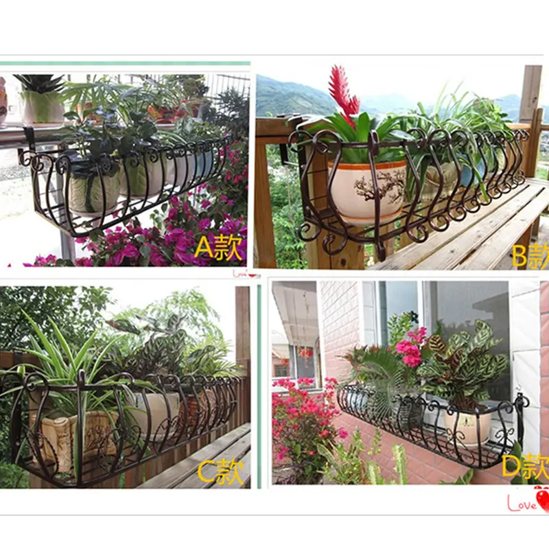 Wrought iron outdoor flower stand, balcony potted plant hanging flower stand, hanging plant flower pot stand