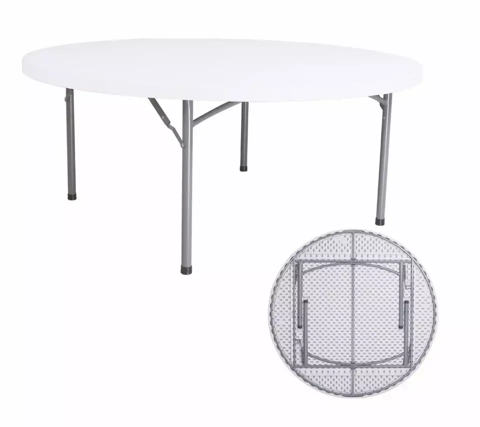 6ft diameter HDPE plastic folding round table Featured Image