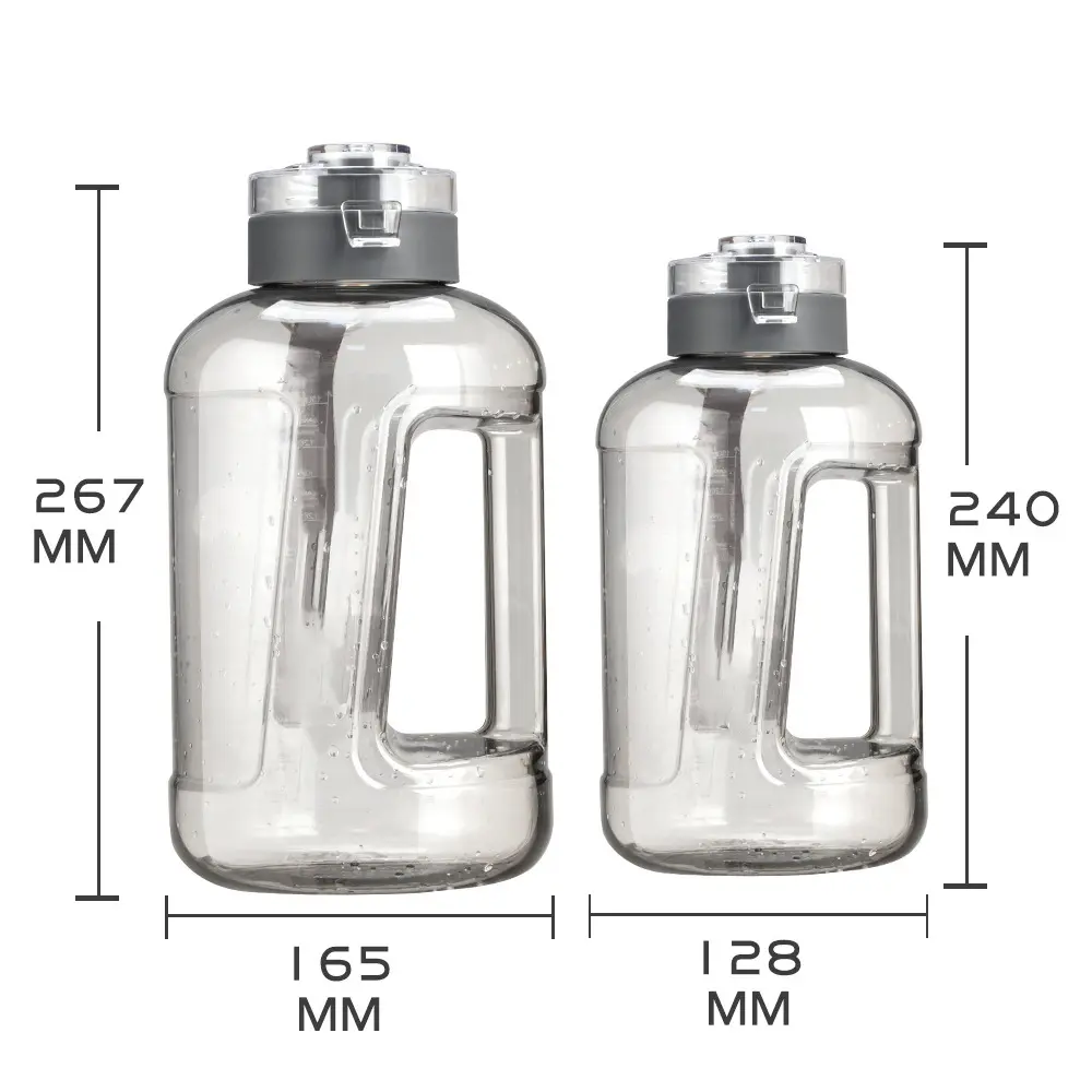 Summer new gallon fitness pot plastic sports large bucket ton ton pot 1500ml with graduated outdoor kettle