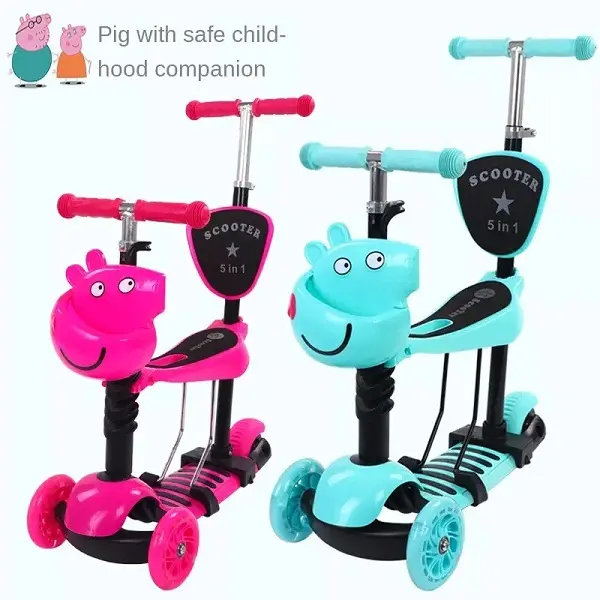 Wholesale Popular mul-tifunctional mini 5 in 1 Child Kick Scooter 3 wheels children scooter kids foot scooters Featured Image