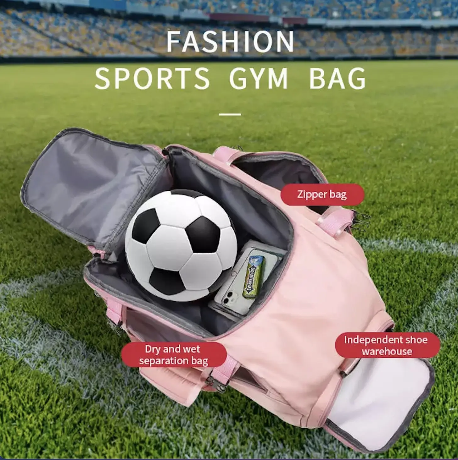 Custom Logo Travel Duffel Bag With Shoe Compartment T90 Basketball Football Training Soccer Ball Sports Women Men Duffle Gym Bag
