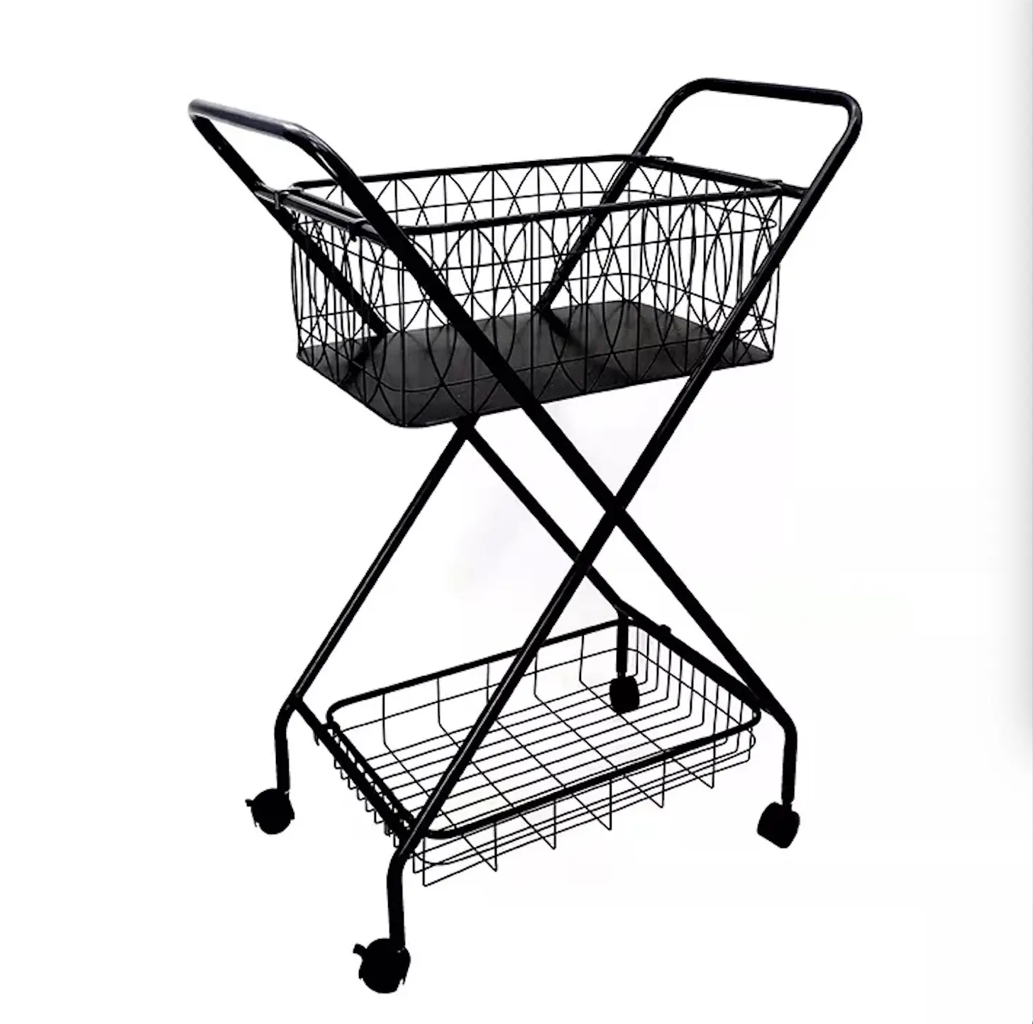 Double Layer Metal Sports equipment storage basket cart tennis ball trolley