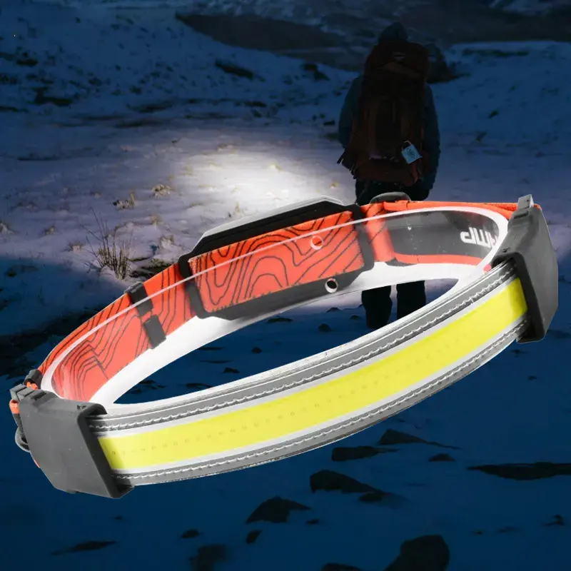 New Product Outdoor Emergency Headlamp Waterproof Rechargeable Red Warning Light Cob Outdoor Headlight