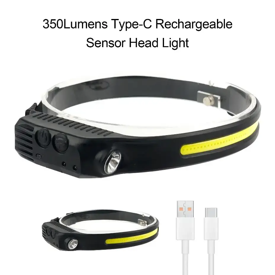 Multi-Function Induction Smart Sensor Headlight USB Rechargeable COB LED Headlamp