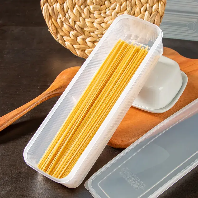 Kitchen Pantry Plastic PP Eggs Fruits Seal Snacks Organizer Spaghetti Storage Box Noodles Food Pasta Storage Container