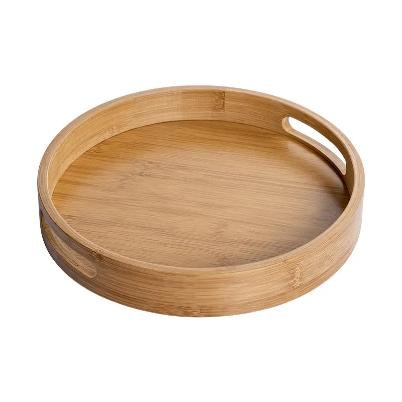 Bamboo tray custom creative Japanese style baking binaural portable round tea tray Featured Image
