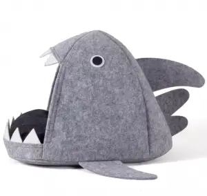 Felt pet cave shark design cat bed pet house