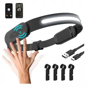 Wide Beam Lightweight LED Headlamp Rechargeable with Motion Sensor New Phone Music Function